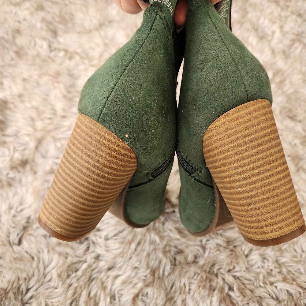 Code West Block Heel Low Green Boots Women's Size… - image 7
